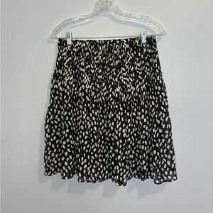 ba&sh Bruma Mini Skirt Black White Size 38 Polka Dot Tiered Lined Elastic Waist